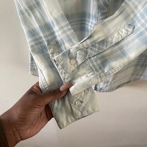 Rails Plaid Button-Up Shirt Womens Small Blue White Western Style Long Sleeves - Picture 4 of 13